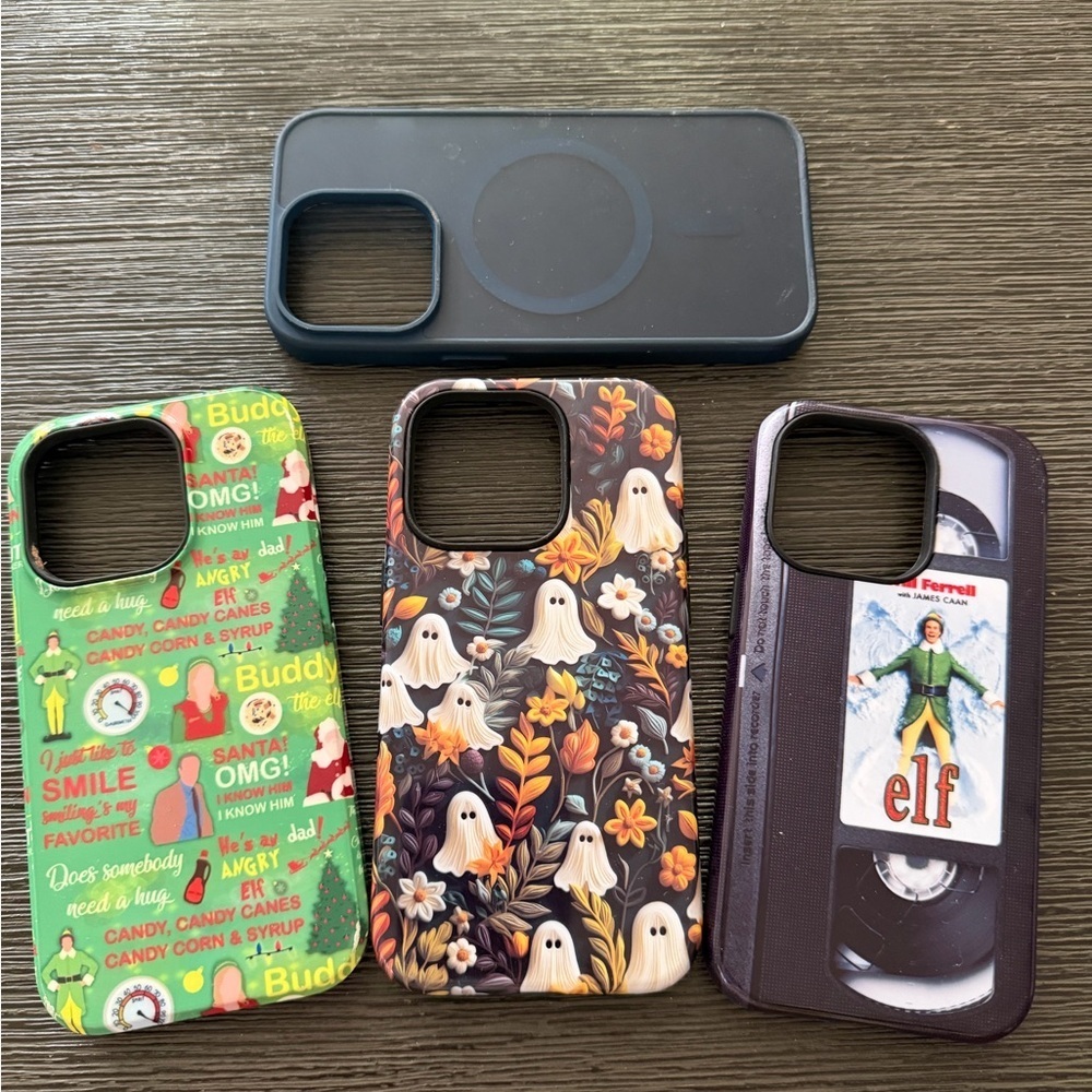 Buddy the Elf, Halloween, & Navy iPhone 14 Pro MagSafe-Compatible Case Bundle